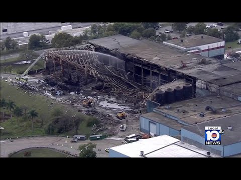 Firefighters still battling blaze at Doral waste-to-energy facility