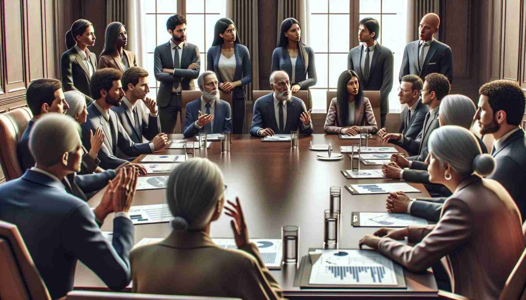 Realistic high-definition image of a diverse group of public figures, including representatives of various descents such as Caucasian, Hispanic, and South Asian, discussing and advocating for increased prices amidst economic uncertainties. They are in a formal conference room, all looking serious and engaged in the discussion. Some of them are looking at economic graphs and charts, while others passionately express their points. Emphasize the tension and urgency in the room.