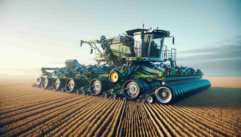 Render a high-definition, realistic image of the latest revolution in agricultural practices - a new machine powered by ethanol. Display a close-up view of the machinery, emphasizing its distinctive features and complexity. Show the machine in action on a broad, fertile field under a clear sky, transforming a traditional farming landscape into a testament of innovative agriculture.