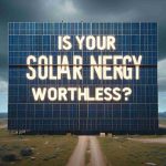 A hyper-realistic, high-definition (HD) image displaying the question 'Is Your Solar Energy Worthless?' in bold, impactful letters against a thought-provoking backdrop. This could be a solar panel farm under an overcast sky, symbolizing concern and uncertainty, thereby implying a shocking revelation about solar energy.