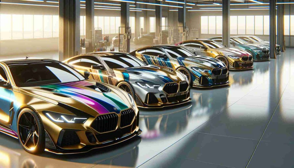 High-definition realistic image showcasing several luxury cars featuring personalized paint jobs. The cars are from a diverse range of makes and models, parked in a well-lighted showroom. Each shining car proudly displays an impressive paint job, the stunning result of meticulous workmanship. The scene should also reflect the high demand for such personalized services.