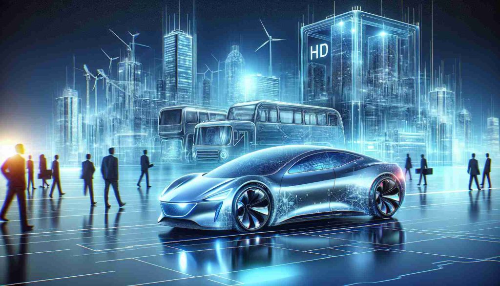 Generate an HD image showing a futuristic concept of electric cars. The design should signify innovation and represent progressive automotive technology. The setting should be a modern cityscape