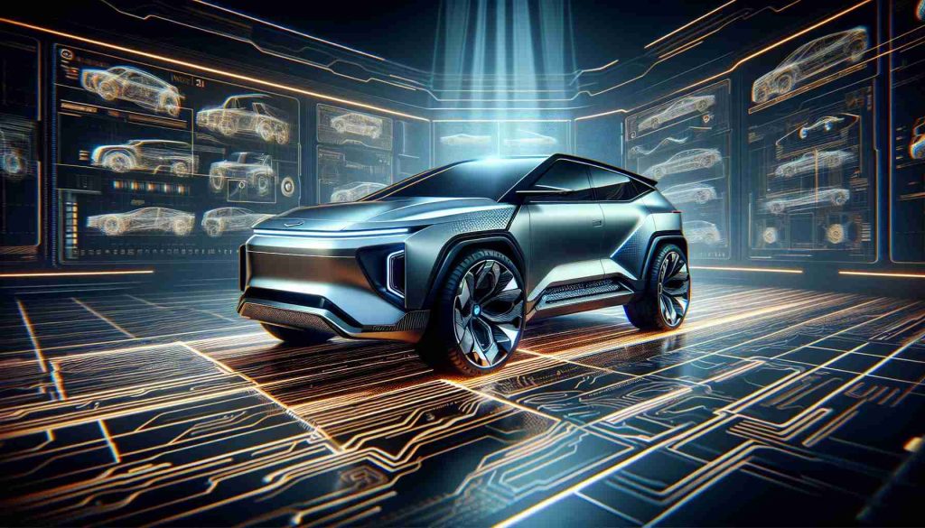 Generate a high-definition, realistic image of a revolutionary electric Sport Utility Vehicle (SUV) that has been unveiled. The vehicle is coined as 'Inster Cross'. The design should exhibit cutting-edge technology and futuristic elements, making it a game-changer in the automotive industry.