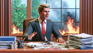 Realistic HD photo of a politician's grandiose declarations: From discussions about wildfire management to social media acquisition negotiations.