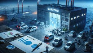 Create a realistic, high-definition image representing the conceptual situation of an electric vehicle manufacturer facing the brink of collapse, indicative of possible financial trouble or operational difficulties. Use elements like a factory with closed gates, some EV models parked in a deserted lot, a dimly lit office with positions vacated, or economic charts showing a downward trend—such representation should evoke a sense of uncertainty and crisis.