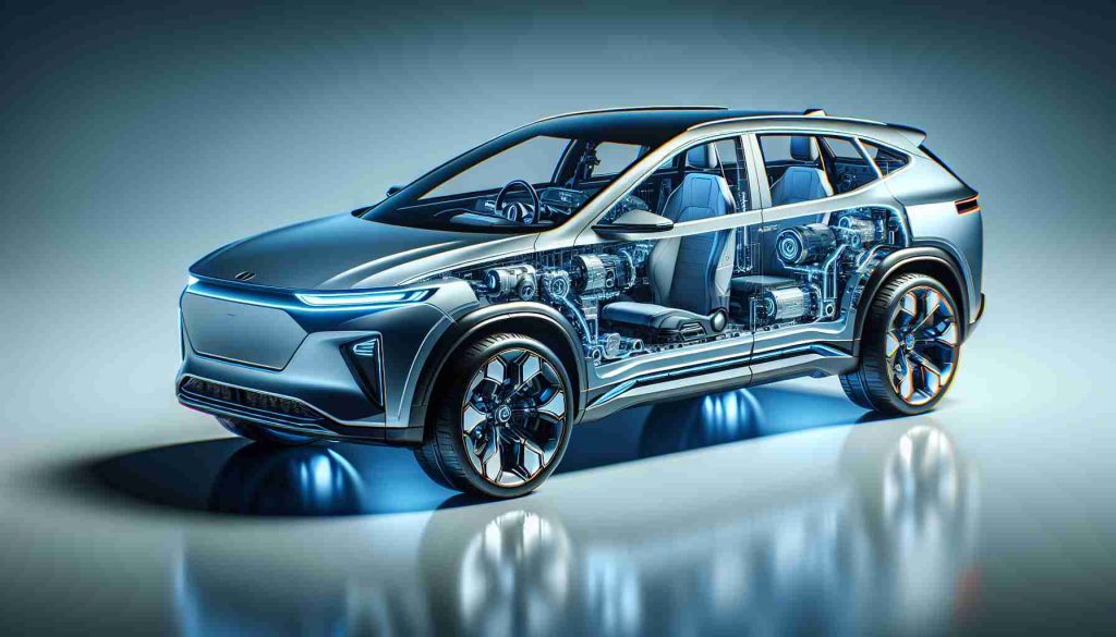 High definition, realistic rendering of the latest adaptations and improvements in an unspecified modern electric vehicle resembling the mid-size SUV form. This vehicle has been designed for innovative changes aiming to revolutionize the electric car market. Note the design's sleekness, the advanced-looking interface inside, and the overall impression of it being ready to influence the auto industry significantly.