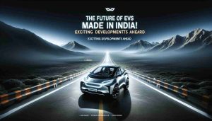 An ultra high-definition realistic rendering of a groundbreaking electric vehicle from a popular Indian automobile manufacturer. The image also showcases a catchy headline - 'The Future of EVs is Made in India! Exciting Developments Ahead', symbolizing the promising future of electric vehicles in India