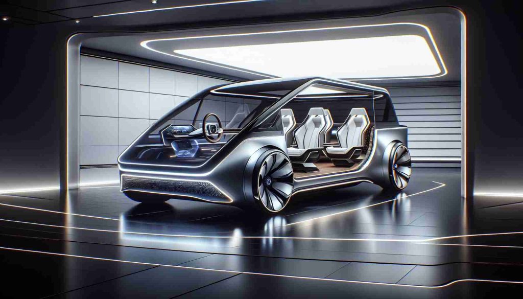 A high-definition, realistic rendering of a luxurious electric multipurpose vehicle showcasing the future of travel. Expect a detailed exploration of its innovative designs, filled with futuristic interior aesthetics and state-of-the-art technological features. This image should capture the opulent comfort, cutting-edge technology and eco-friendly sentiment that will revolutionize our conception of travel.