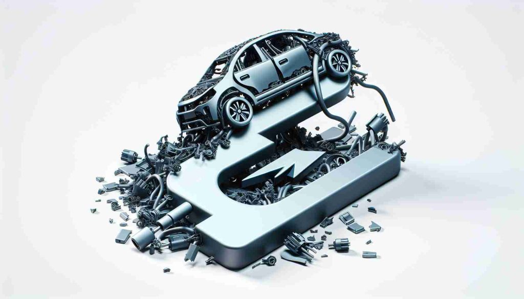 A high-definition, realistic picture illustrating the metaphorical end of a dream in the electric vehicle industry. It features a stylized symbol of a modern electric car, which appears dismantled or in a state of devastating collapse, conveying the idea of a failed venture or the demise of an ambitious project.