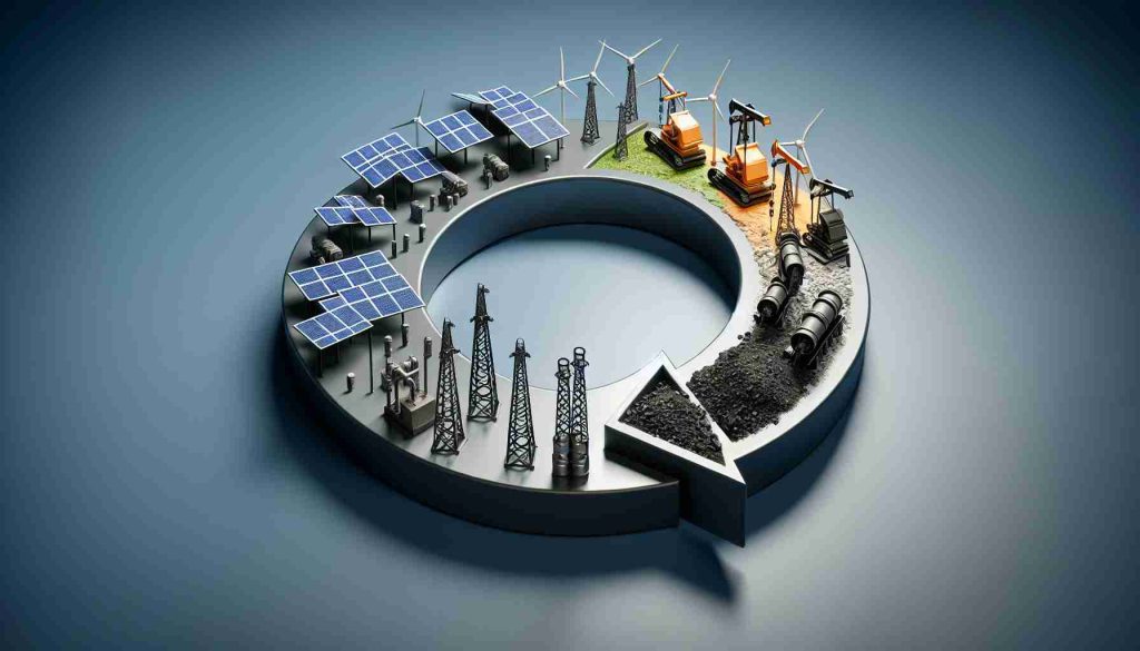 A realistic high-definition image of a symbolic representation of an energy policy reversal. This can include elements such as solar panels turning into oil rigs, or wind turbines transforming to coal mines. The idea is to showcase a major shift in energy policy direction without attaching it to any public figure.