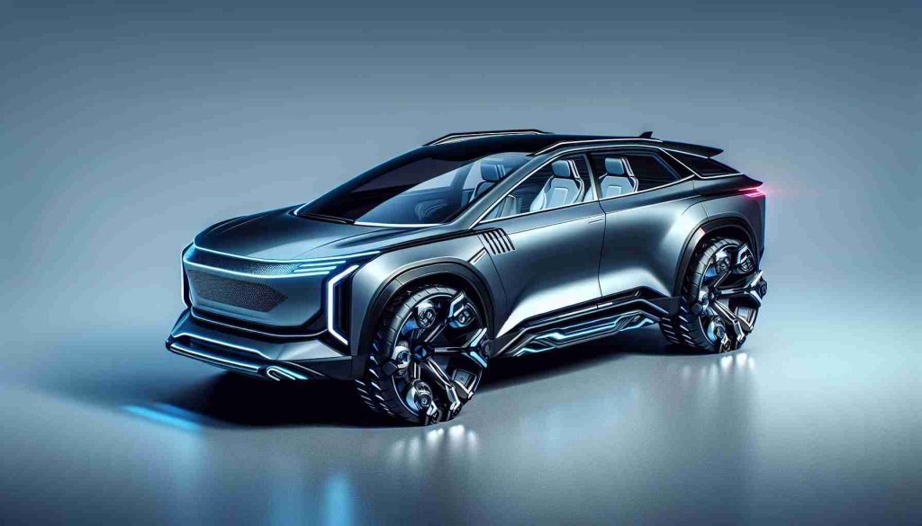 Realistic high definition image of an inventive game changing electric SUV. It possesses a sleek, futuristic design indicative of its status as a champion in the electric automobile market.