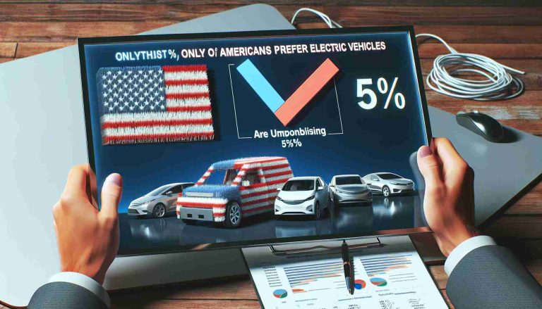 Realistic HD photo of a statistical representation showing that only 5% of Americans prefer electric vehicles. This revelation could be shocking for some.