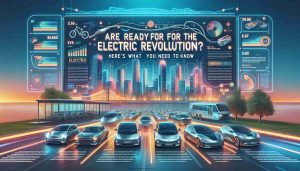 A hyper-realistic, HD-quality illustration depicting the concept of the Electric Revolution. The scene includes variety of electric vehicles such as cars and bikes lined up against a vibrant city skyline, its buildings humming with energy. Beneath this, a banner text that reads: 'Are You Ready for the Electric Revolution? Here’s What You Need to Know'. Include layers of informational graphics representing important facts and figures, portrayed in an engaging and digestible manner.