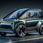 Realistic high-definition image of a compact, futuristic urban mobility solution. This small, game-changing electric SUV redefines the concept of green transportation, blending sleek design with high-performance features.