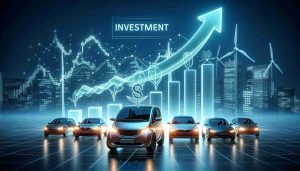 Generate a realistic HD image emphasizing the concept of investment in electric vehicle industry, specifically focusing on a hypothetical new startup. The company, yet to be named, is rising to prominence as a potential notable player. Include a symbolic rising graph to represent the investment opportunity and potential growth.