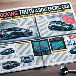 Create a realistic, high-definition image of a print-based news article with the heading 'Shocking Truth About Electric Car Resale Values!' Adjacent to the title, visualize a side-by-side comparison of two electric cars; one being brand new and glossy while the other one appears used yet well-maintained. The article also includes a graph showcasing the depreciation of electric cars over time. There's also a section titled 'Deceptive Discounts Uncovered' which has snippets of highlighted text indicating crucial points. All these elements are arranged neatly to maintain an authentic newspaper layout.