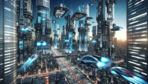 Vivid and detailed HD image of futuristic cityscape with flying cars zooming through the sky. Architectures are high tech, skyscrapers are touching the sky and lights twinkling from every corner. The cars carrying variety of people oscillates between the skyscrapers, manifesting an imminent revolution in transportation. The scene emphasizes a close future where technological advancement makes current perceptions obsolete.