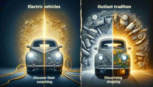 Generate a high-definition and realistic image illustrating the concept 'Electric Vehicles Outlast Tradition'. Imagine a visual comparison showing an electric vehicle and a traditional, gas-guzzling vehicle. The electric vehicle is permeated with visual symbols of longevity and durability, perhaps gleaming brightly, while the traditional vehicle shows signs of age and wear. The surprising lifespan of electric vehicles is being celebrated. Text on the image reads: 'Discover Their Surprising Lifespan'.