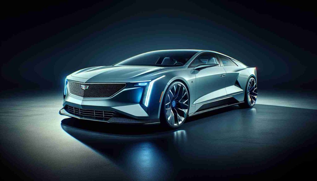 Generate a realistic high-definition image of a modern electric sports vehicle, specifically the Cadillac Lyriq-V. The car should capture the essence of a new era of electric performance, symbolizing progress, power, and efficiency. Make sure to include the sleek electric contours and striking features of the vehicle, as well as its inherent sense of speed and dominance on the road.