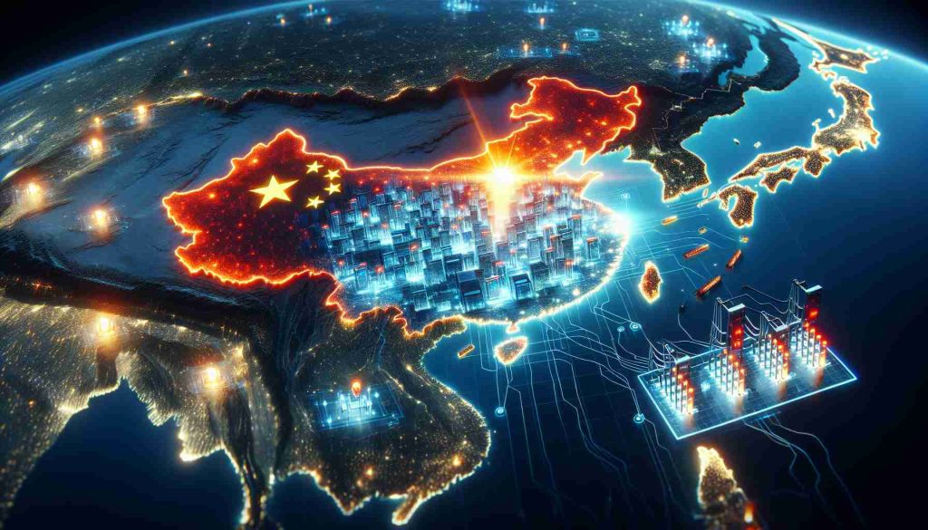 A High-definition realistic illustration of China leading the Energy Storage revolution. Picture a map of China illuminated in bright lights, depicting the energy storage facilities across the country. Highlighted graphics illustrate the astounding numbers associated with the growth of energy storage in China.