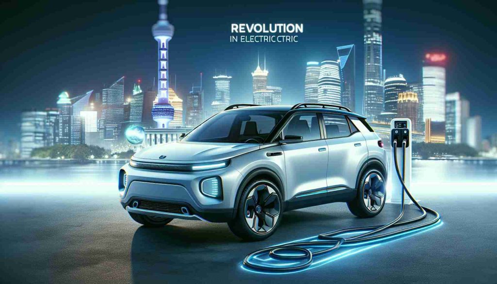 Realistic high-definition illustration of a revolution in electric transportation. Focus on a generic compact Sport Utility Vehicle (SUV) with electric charging capabilities, reminiscent of modern designs but without branding. Include elements that imply environmental friendliness and futuristic technology.