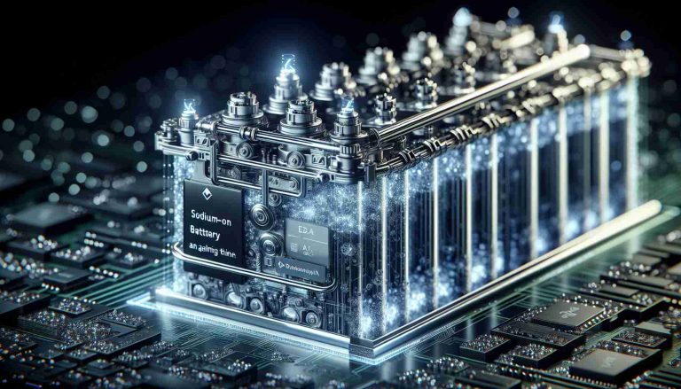 An intricately detailed and realistic high-definition image focusing on the futuristic concept of energy storage. Depict a next-generation sodium-ion battery which seems to be altering the game in the energy industry. The battery should have a clear label indicating that it is a 'Sodium-Ion Battery' and the image should reverberate with a sense of technological fascination, portraying the captivating prospects of enhanced energy storage mechanisms.