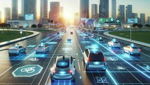 High definition, realistic image of the future of travel, showcasing a scene with driverless cars on the road. The autonomous vehicles should be sleek, futuristic, and on a smart road dotted with various sensors and digital road signs. The cityscape in the background should be modern and teeming with other symbols of advanced technology. The atmosphere should scream 'The future is here!', signifying a revolution in travel.