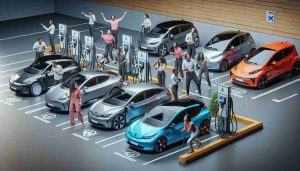 Realistic high-definition image of a scenario where several electric vehicle owners, demonstrating a range of genders and descents, are reclaiming their charging spots. The individuals involved display a clear sense of frustration, with various expressive gestures and facial expressions. The charging spots are located in an orderly arrangement, each marked with symbols specific to electric vehicle charging. The electric vehicles themselves are modern and diverse in their designs and colors.