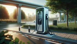 A high-resolution, realistic image showcasing the future of electric vehicle charging, with emphasis on vandal-proof technology. The picture should show a modern, sleek charging station with robust, tamper-resistant features. The setting might be urban or suburban, depicting a tranquil surroundings, and the charger could show signs of heavy use without being damaged or compromised. The overall lighting and mood should signify progress and optimism, capturing the essence of technologically advanced, sustainable solutions, and the triumph of human ingenuity over challenges.